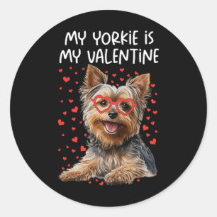 Mein Yorkie ist mein Valentinstag Yorkshire Terrie Runder Aufkleber