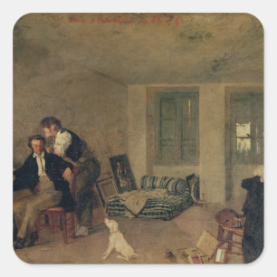 Mein Zimmer im Jahre 1825 Quadratischer Aufkleber