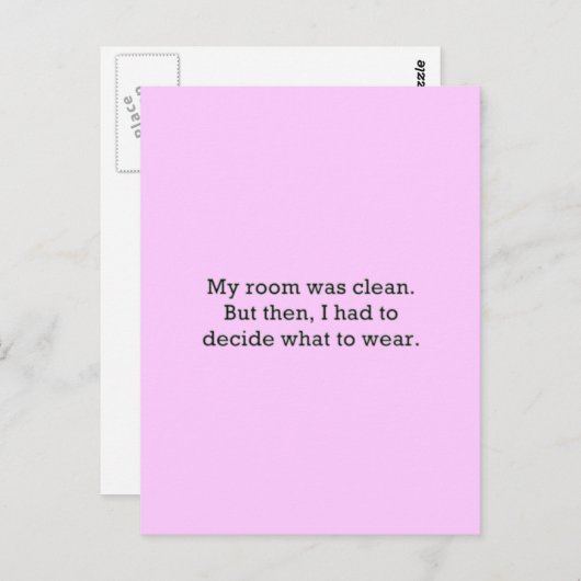 MEIN ZIMMER WAR SAUBER, ABER DANN HATTE ENTSCHEIDE POSTKARTE (Vorne/Hinten)