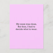 MEIN ZIMMER WAR SAUBER, ABER DANN HATTE ENTSCHEIDE POSTKARTE (Vorderseite)