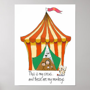 Mein Zirkus Meine Affen - farbige Cartoon-Abbildun Poster