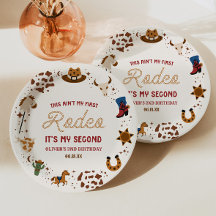 Mein zweiter Rodeo-Western Cowboy 2. Geburtstags-P