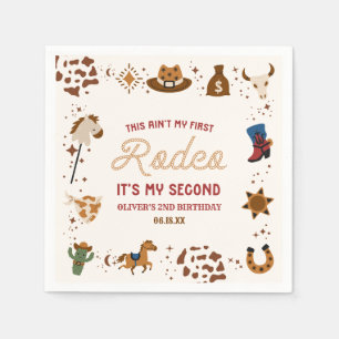 Mein zweiter Rodeo-Western Cowboy 2. Geburtstags-P Serviette