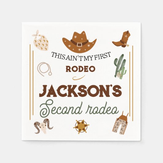 Mein zweites Rodeo Geburtstag Wild West Serviette (Vorderseite)