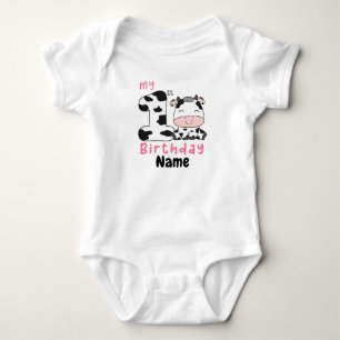 Meine 1. Geburtstagskuh, Custom Baby Girl Farm 1. Strampler