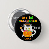 Meine 1. Halloween-Geisterkatze Button (Vorne & Hinten)
