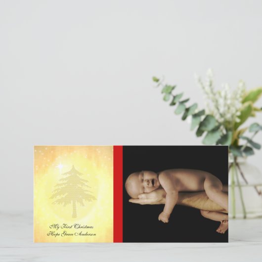 Meine 1. Weihnachtsfotokarte Feiertagskarte (Stehend Vorderseite)