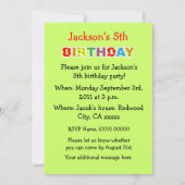 Meine 5. Geburtstagsfeier Einladung (Rückseite)