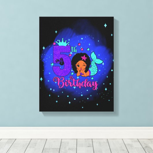 Meine 5. Geburtstagsmermaid Leinwanddruck (Insitu (Holzboden))
