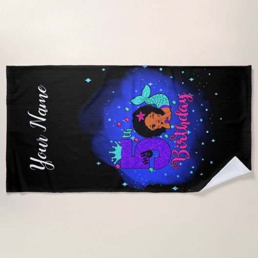 Meine 5. Geburtstagsmermaid Strandtuch (Vorderseite)