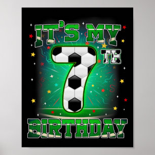 Meine 7. Geburtstags-Jungen-Fußball-7-Jahre-Party Poster