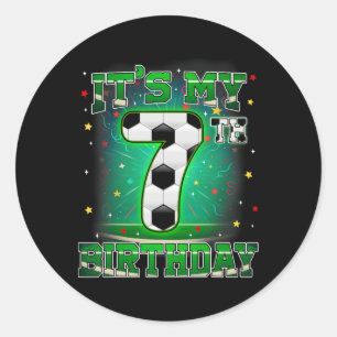 Meine 7. Geburtstags-Jungen-Fußball-7-Jahre-Party Runder Aufkleber