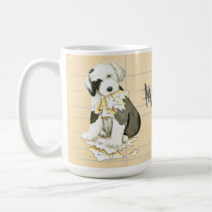 Meine alte englische Sheepdog hat meine Hausaufgab Kaffeetasse