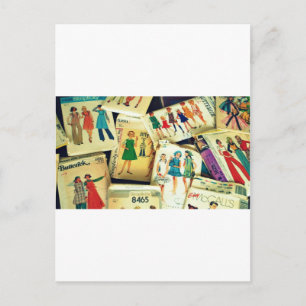 meine alten Nähmuster Postkarte