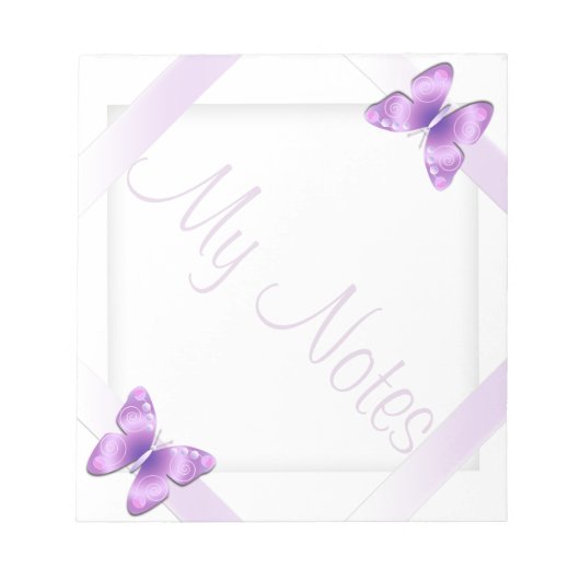Meine Anmerkungen Girly Lavender Butterfly Notizblock (Vorderseite)