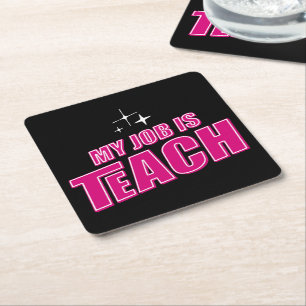 Meine Aufgabe ist es, die weibliche Lehrerin in so Rechteckiger Pappuntersetzer