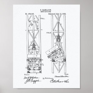 Meine Aufzug-Patentschrift 1892 Art White Paper Poster