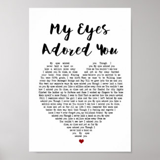 Meine Augen bewundert Sie Herz Song Lyric Wall Art Poster