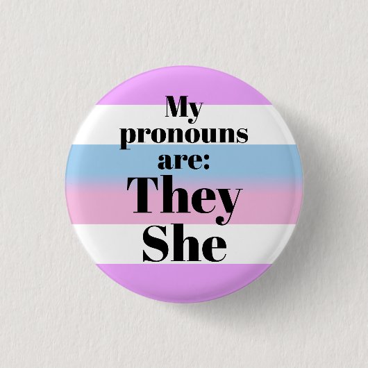 Meine Aussprache lautet: Sie - Bigender-Flagge Button (Vorderseite)