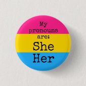 Meine Aussprache lautet: Sie - Pansexuelle Flagge Button (Vorderseite)