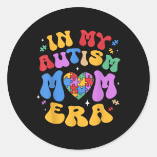 Meine Autismus-Mama Autismus Bewusstsein Groovy Re Runder Aufkleber