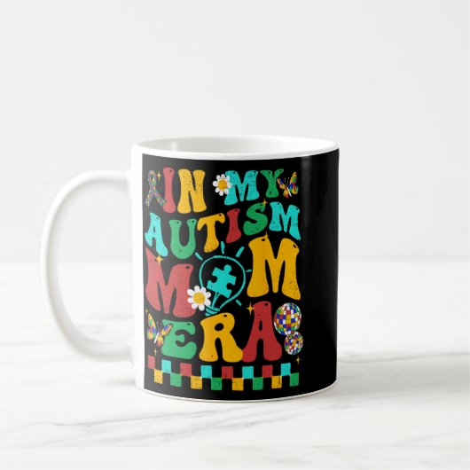 Meine Autismus-Mama Era Groovy Puzzle Piece Retro  Kaffeetasse (Links)