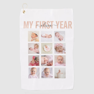 Meine Baby-Fotocollage zum ersten Lebensjahr 12 Golfhandtuch