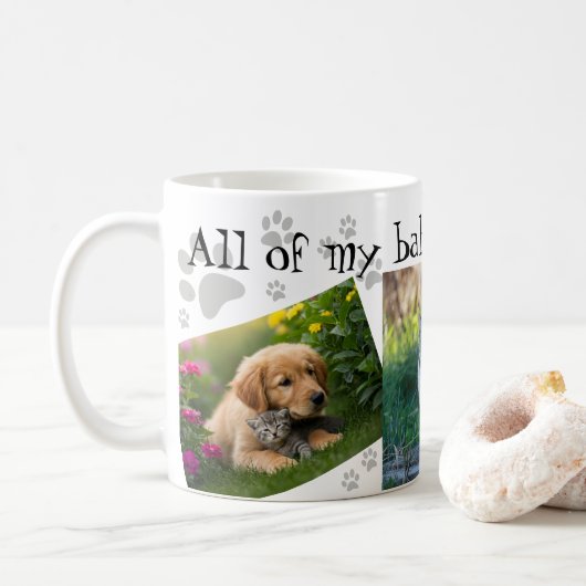 Meine Babys haben Paare Niedlich 3 Collage Paw Pri Kaffeetasse (Mit Donut)