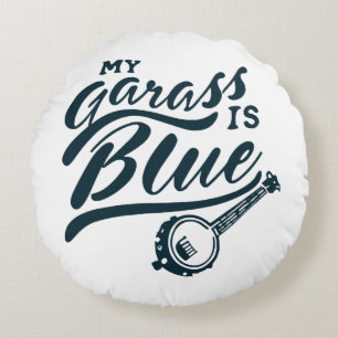 Meine Banjo-Glas ist blau Rundes Kissen