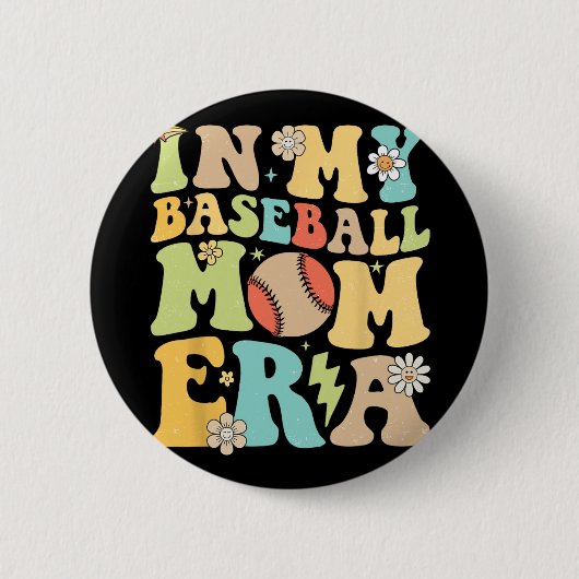 Meine Baseball-Mama Era Funny Baseball Mama Mother Button (Vorderseite)