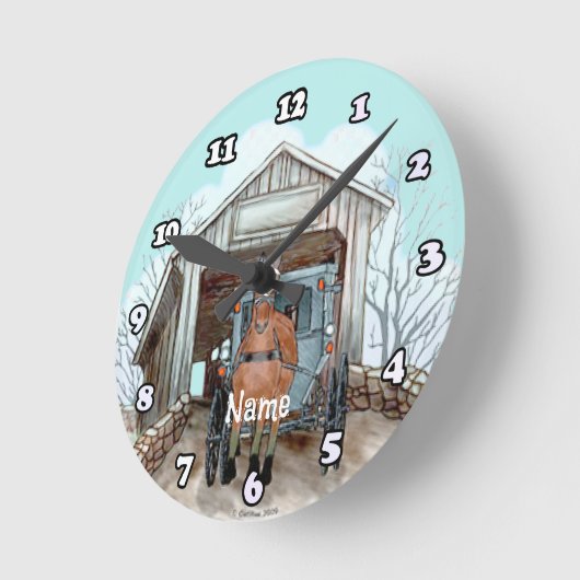 Meine bedeckte Brücke Runde Wanduhr (Winkel)