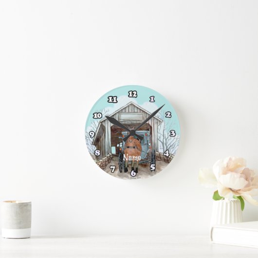 Meine bedeckte Brücke Runde Wanduhr (Zuhause)