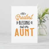 Meine Beststen Segnungen nennen mich Tante Dankeskarte (Stehend Vorderseite)