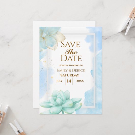 Meine Blue Sweetheart Hochzeitseinladung Einladung (Vorderseite/Rückseite Beispiel)