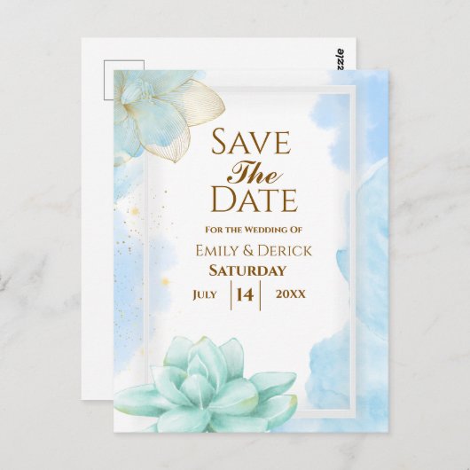 Meine Blue Sweetheart Hochzeitseinladung Postkarte (Vorne/Hinten)