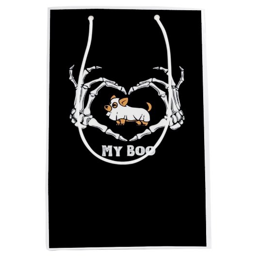 Meine Boo Chihuahua-Kostüme mit Skeletthörnchen Mittlere Geschenktüte (Vorderseite)