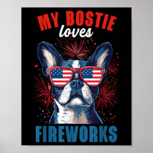 Meine Boston Terrier Lieben Feuerwerk 4. Juli Hund Poster