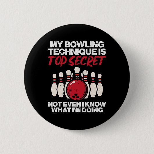 Meine Bowling-Technik Geheimnisvolle Bowlerfrauen Button (Vorderseite)