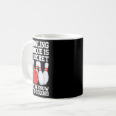 Meine Bowling-Technik ist geheim lustig Bowling Bo Kaffeetasse (Vorderseite Links)