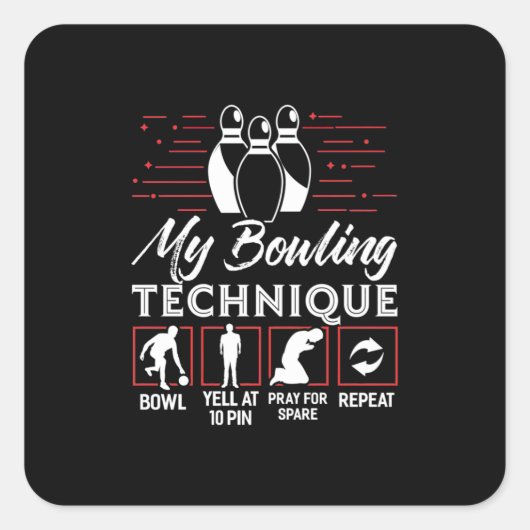 Meine Bowling-Technik Quadratischer Aufkleber (Vorderseite)