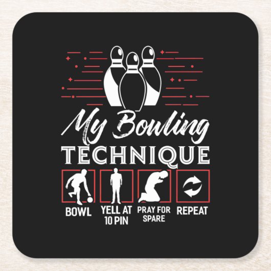 Meine Bowling-Technik Rechteckiger Pappuntersetzer (Vorderseite)
