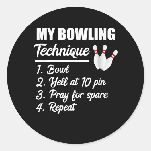 meine Bowling Technik Schüssel auf 10 Button beten Runder Aufkleber (Vorderseite)