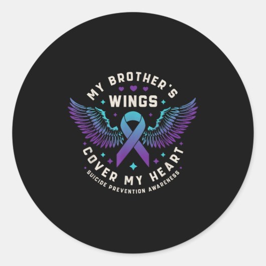 Meine Brüder Wings decken meine Herz-Suizidprävent Runder Aufkleber (Vorderseite)
