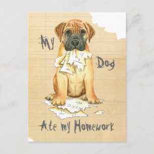 Meine Bullmastiff Ate Meine Hausaufgaben Postkarte