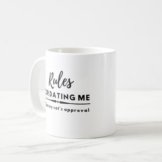 Meine Cat Approval Date Night Funny Data Rule Kaffeetasse (Vorderseite Links)