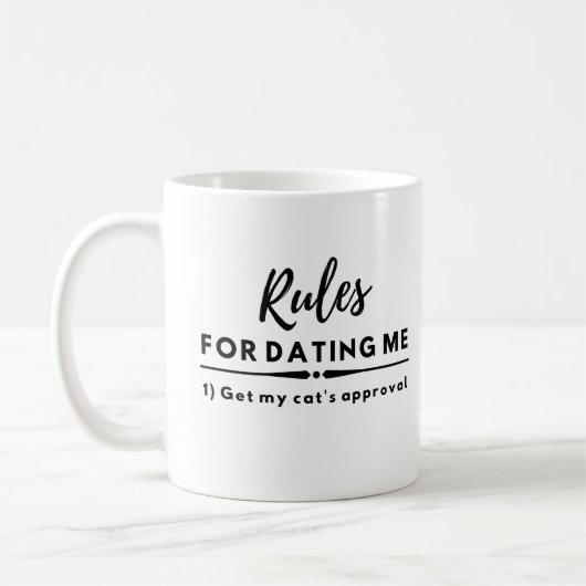 Meine Cat Approval Date Night Funny Data Rule Kaffeetasse (Links)
