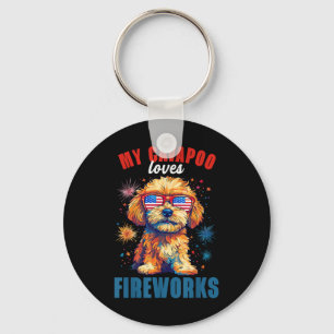 Meine Cavapoo Lieben Feuerwerk 4. Juli Patriotic D Schlüsselanhänger