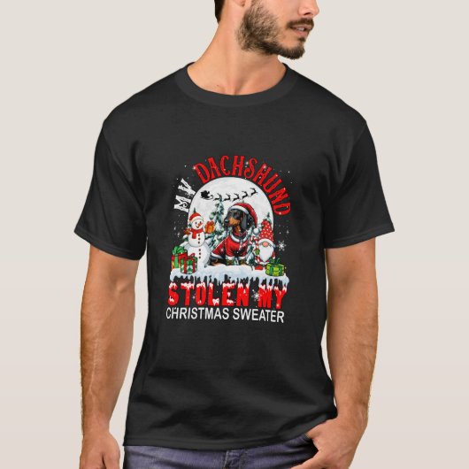Meine Dackel hat meinen Weihnachtskater Santa Dog T-Shirt (Vorderseite)