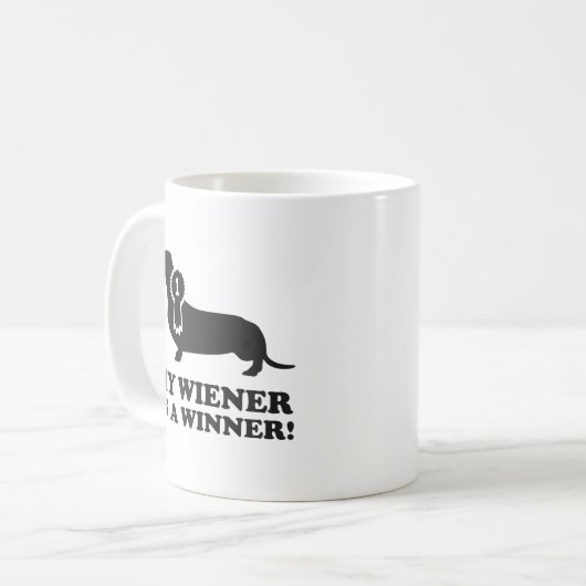 Meine Dackel ist ein Gewinner! Tasse (Vorderseite Links)