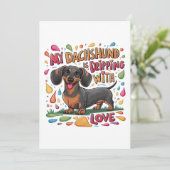 Meine Dackel trinkt mit Liebe Einladung (Stehend Vorderseite)